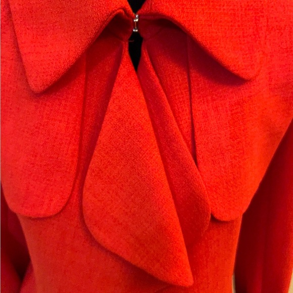 Anne Klein Ruffle Collar Front Career Jacket Elegant Red - Picture 3 of 12